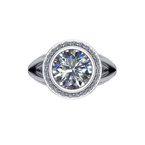 Cali Round Shape Halo Engagement Ring in Platinum