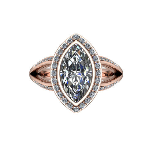 Cali Marquise Shape Halo Engagement Ring in 14K Rose Gold