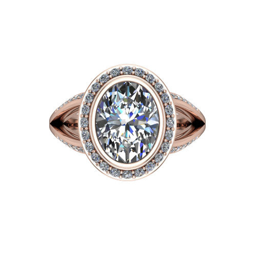 Cali Oval Shape Halo Engagement Ring in 18K Rose Gold