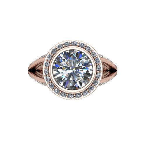 Cali Round Shape Halo Engagement Ring in 14K Rose Gold