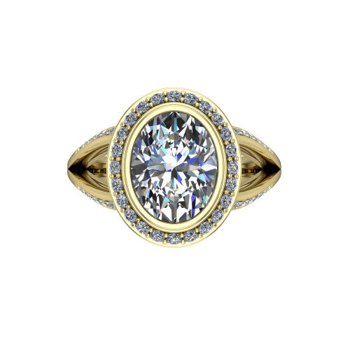 Cali Oval Shape Halo Engagement Ring in 14K Yellow Gold