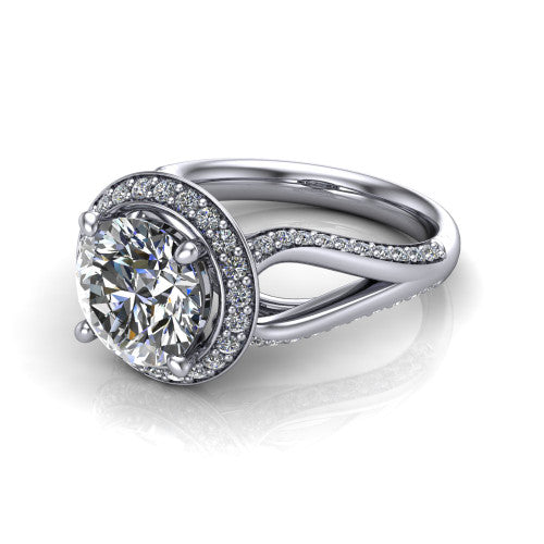 Sylvie Round Shape Halo Engagement Ring in Platinum