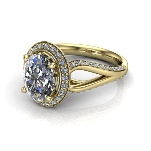 Sylvie Oval Shape Halo Engagement Ring in 14K Yellow Gold