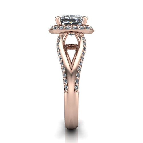 Sylvie Cushion Shape Halo Engagement Ring in 18K Rose Gold