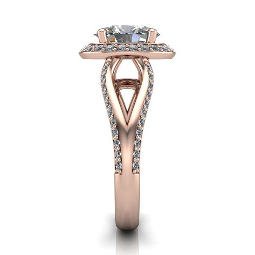 Sylvie Oval Shape Halo Engagement Ring in 14K Rose Gold