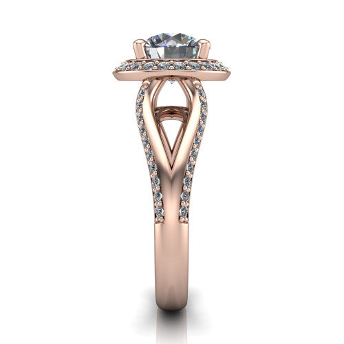 Sylvie Round Shape Halo Engagement Ring in 18K Rose Gold