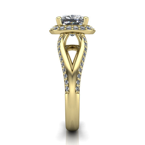 Sylvie Cushion Shape Halo Engagement Ring in 14K Yellow Gold