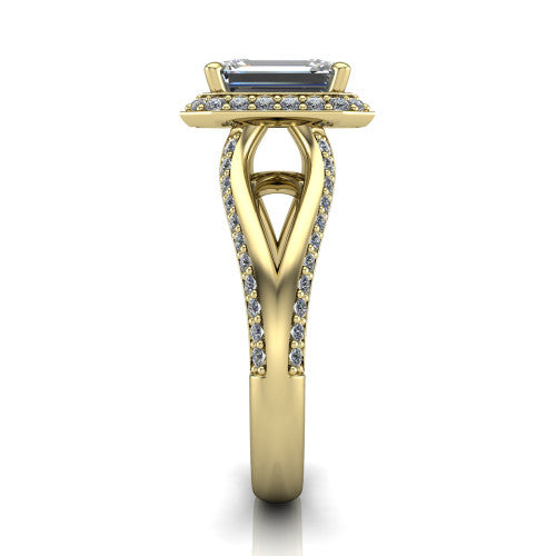 Sylvie Emerald Shape Halo Engagement Ring in 18K Yellow Gold