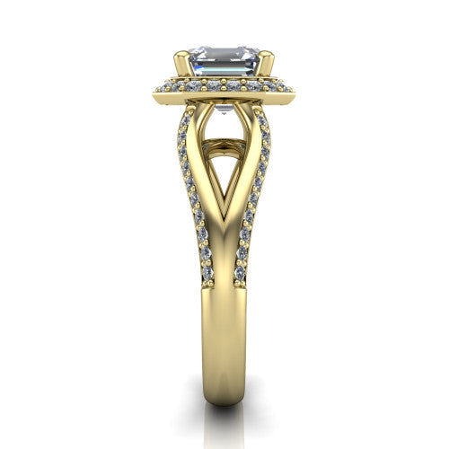 Sylvie Square Emerald Shape Halo Engagement Ring in 18K Yellow Gold
