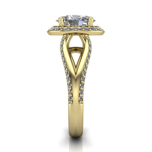 Sylvie Oval Shape Halo Engagement Ring in 18K Yellow Gold