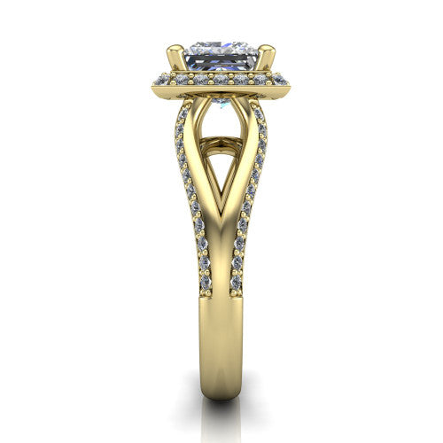 Sylvie Princess Shape Halo Engagement Ring in 14K Yellow Gold