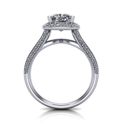 Sylvie Cushion Shape Halo Engagement Ring in Platinum