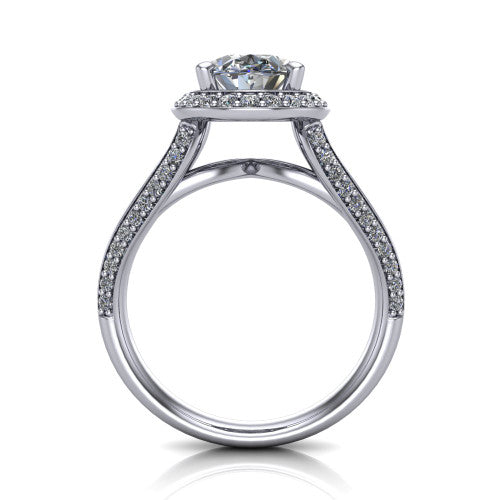 Sylvie Oval Shape Halo Engagement Ring in Platinum