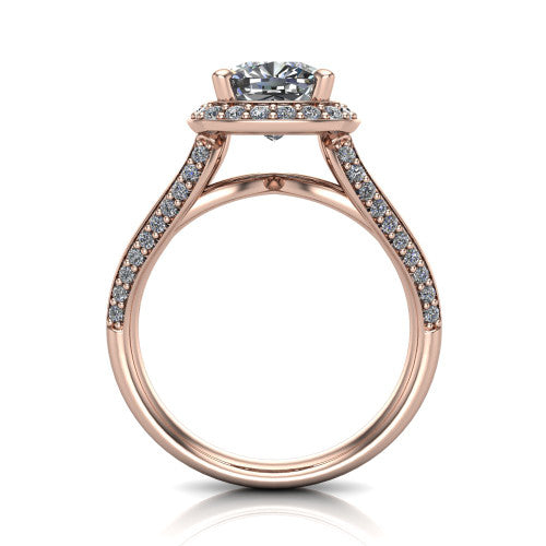 Sylvie Cushion Shape Halo Engagement Ring in 14K Rose Gold