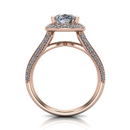 Sylvie Oval Shape Halo Engagement Ring in 14K Rose Gold