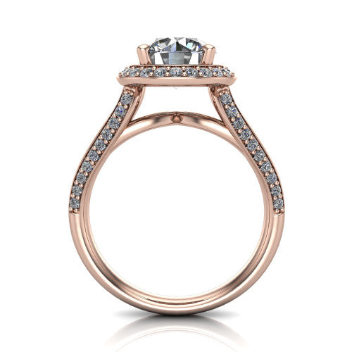 Sylvie Round Shape Halo Engagement Ring in 14K Rose Gold