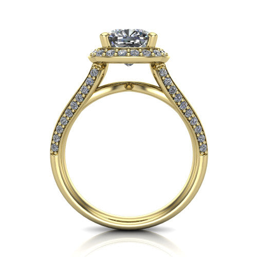 Sylvie Cushion Shape Halo Engagement Ring in 14K Yellow Gold