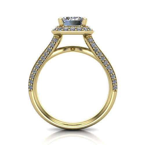 Sylvie Emerald Shape Halo Engagement Ring in 14K Yellow Gold