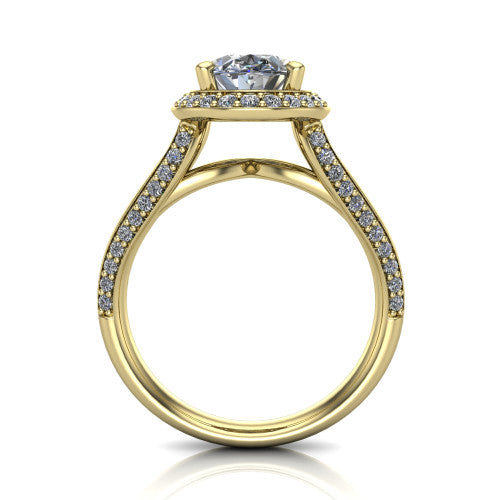 Sylvie Oval Shape Halo Engagement Ring in 18K Yellow Gold