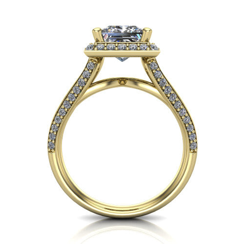 Sylvie Princess Shape Halo Engagement Ring in 14K Yellow Gold