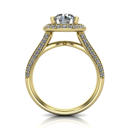 Sylvie Round Shape Halo Engagement Ring in 14K Yellow Gold