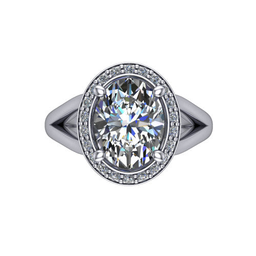 Sylvie Oval Shape Halo Engagement Ring in Platinum