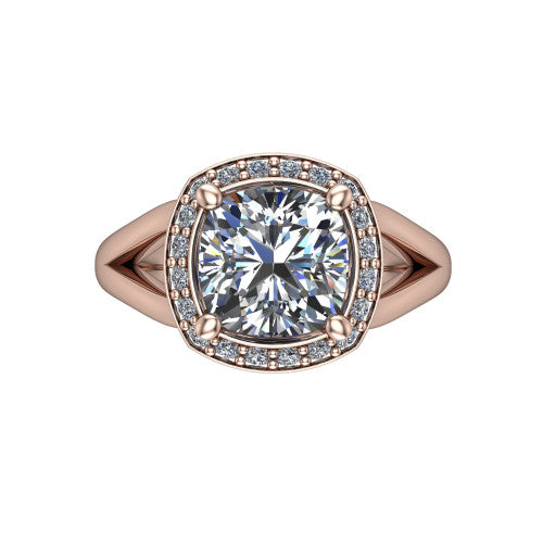 Sylvie Cushion Shape Halo Engagement Ring in 14K Rose Gold