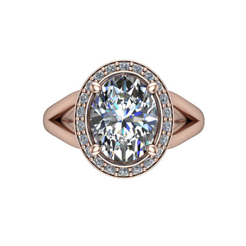 Sylvie Oval Shape Halo Engagement Ring in 14K Rose Gold