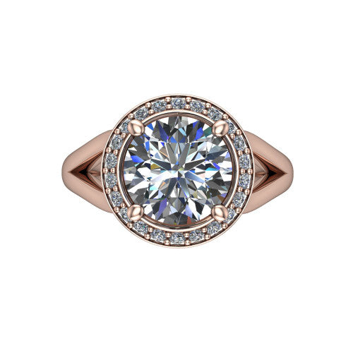 Sylvie Round Shape Halo Engagement Ring in 14K Rose Gold