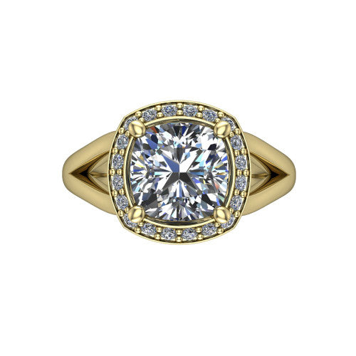Sylvie Cushion Shape Halo Engagement Ring in 18K Yellow Gold