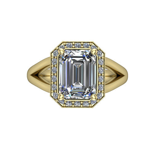 Sylvie Emerald Shape Halo Engagement Ring in 14K Yellow Gold