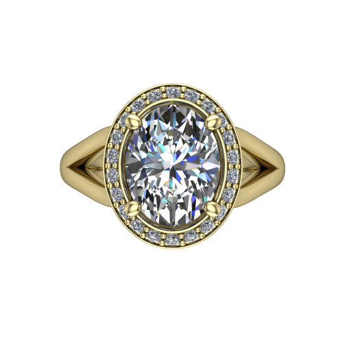 Sylvie Oval Shape Halo Engagement Ring in 18K Yellow Gold