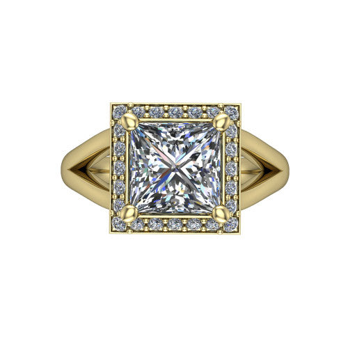 Sylvie Princess Shape Halo Engagement Ring in 14K Yellow Gold