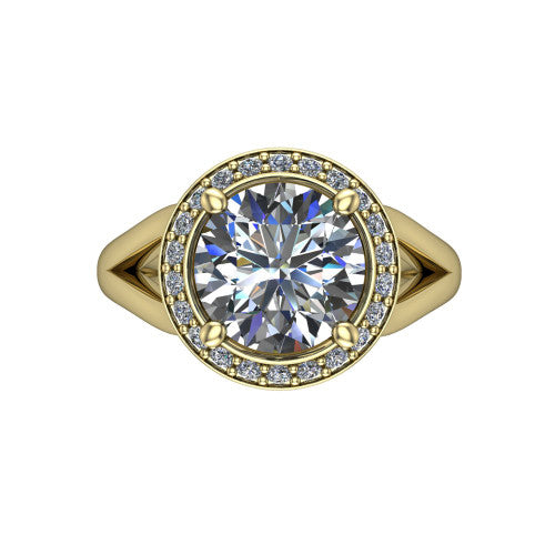 Sylvie Round Shape Halo Engagement Ring in 14K Yellow Gold