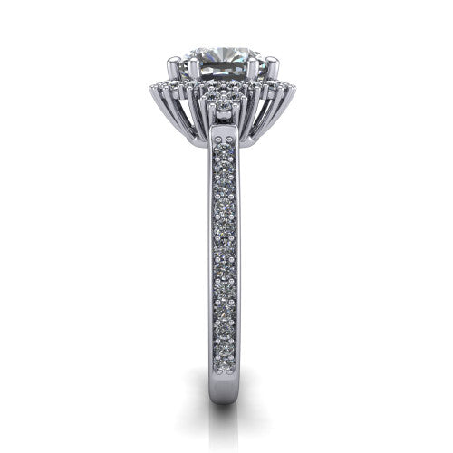 Zariah Cushion Shape Halo Engagement Ring in 14K White Gold