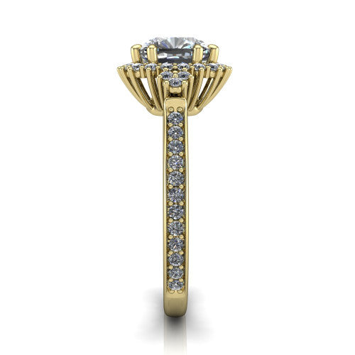 Zariah Cushion Shape Halo Engagement Ring in 18K Yellow Gold
