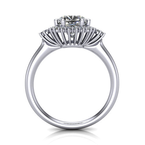 Zariah Cushion Shape Halo Engagement Ring in 14K White Gold