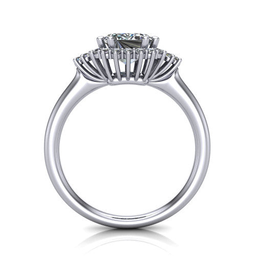 Zariah Emerald Shape Halo Engagement Ring in Platinum