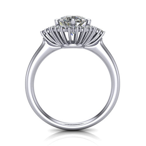 Zariah Oval Shape Halo Engagement Ring in Platinum