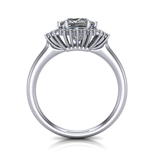 Zariah Princess Shape Halo Engagement Ring in 14K White Gold