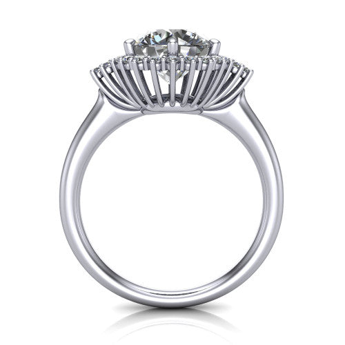 Zariah Round Shape Halo Engagement Ring in 14K White Gold