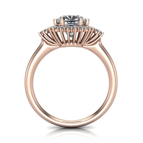 Zariah Cushion Shape Halo Engagement Ring in 14K Rose Gold