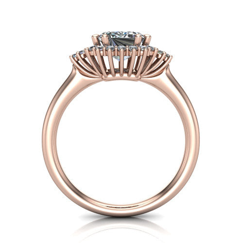 Zariah Emerald Shape Halo Engagement Ring in 18K Rose Gold