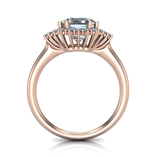 Zariah Square Emerald Shape Halo Engagement Ring in 14K Rose Gold