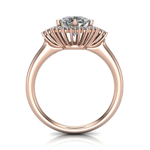 Zariah Oval Shape Halo Engagement Ring in 18K Rose Gold