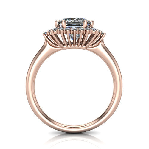 Zariah Princess Shape Halo Engagement Ring in 18K Rose Gold