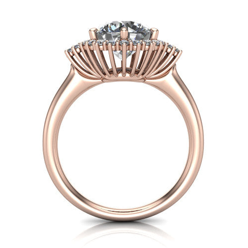 Zariah Round Shape Halo Engagement Ring in 18K Rose Gold