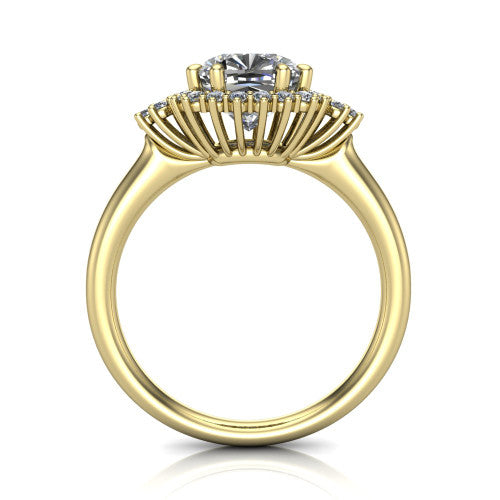 Zariah Cushion Shape Halo Engagement Ring in 18K Yellow Gold