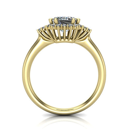 Zariah Emerald Shape Halo Engagement Ring in 18K Yellow Gold