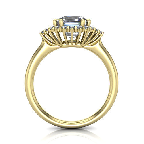 Zariah Square Emerald Shape Halo Engagement Ring in 14K Yellow Gold